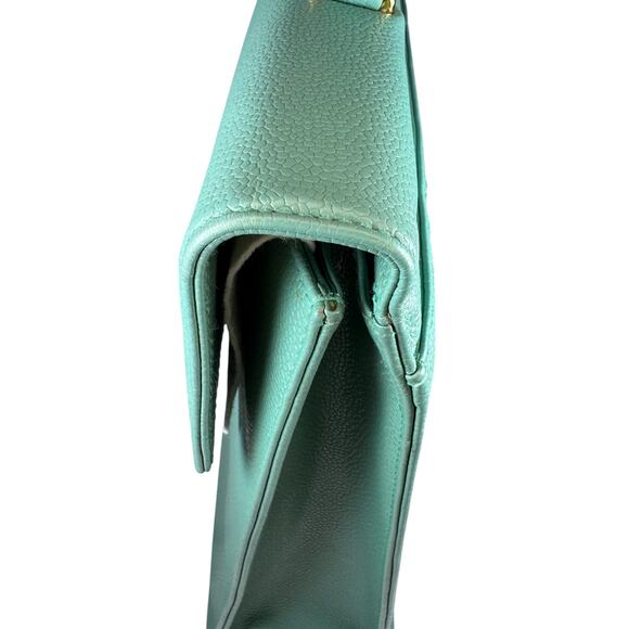 Chanel Seafoam Caviar Kelly Bag CC Briefcase Green Classic Flap Tote Vintage 24K - Picture 12 of 16